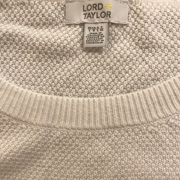 Lord & Taylor White Long Sleeve Knit Sweater with Button Embellishments - Picture 5 of 8